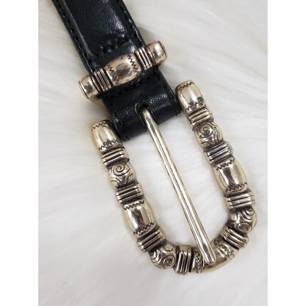 Brighton Belt XL 36 Leather Snakeskin Calf Hair Leather‎ Black Rope Simple WOmen